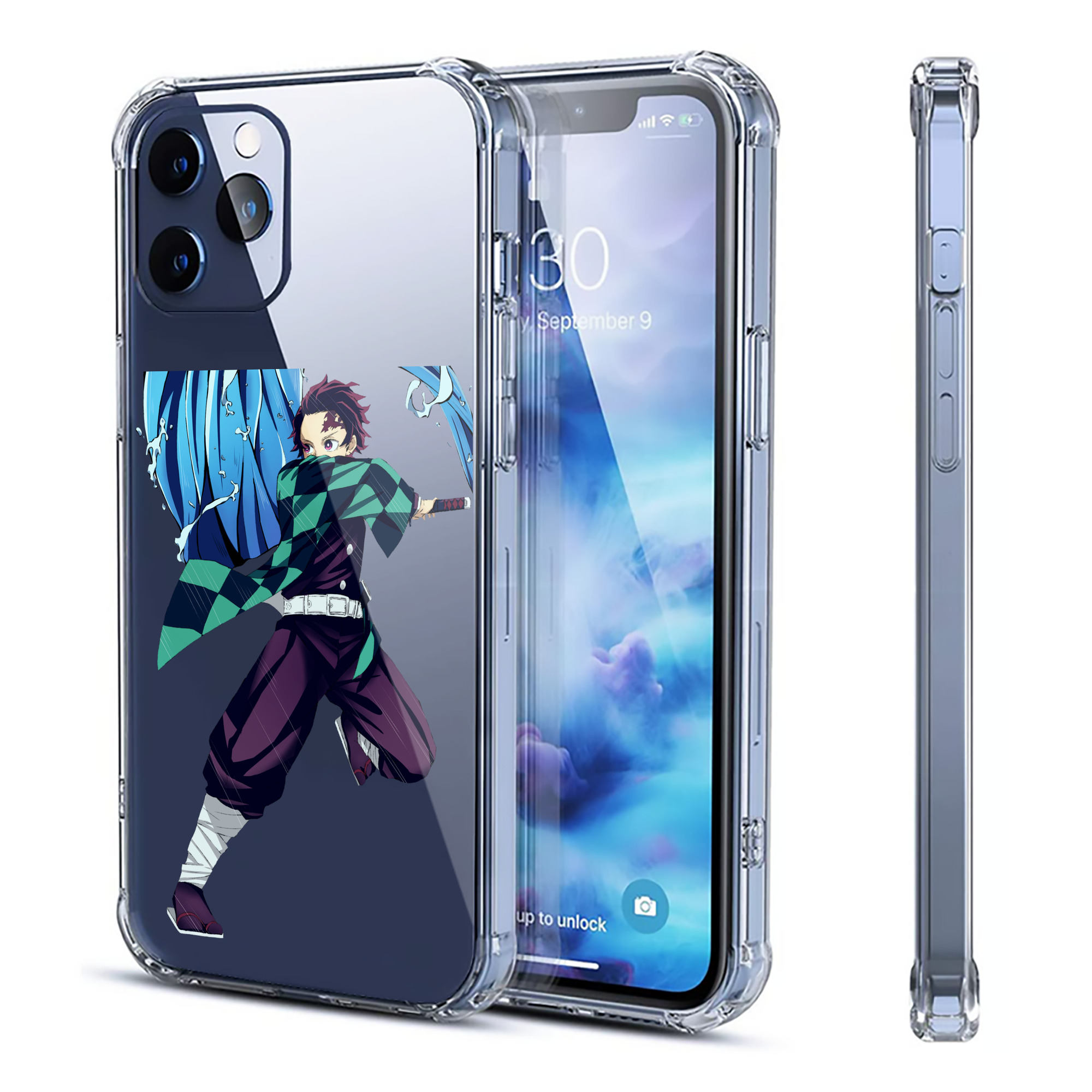 （画像用） 鬼滅の刃 竈門 炭治郎／かまど たんじろう Kamado Tanjirou 【iPhone 12シリーズ対応】透明スマホケース（クリアソフトケース）